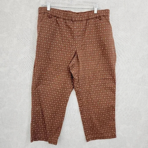 Lands' End  All Over Print Pull on Cropped Pants Women's. 14P 7427P - Picture 1 of 7